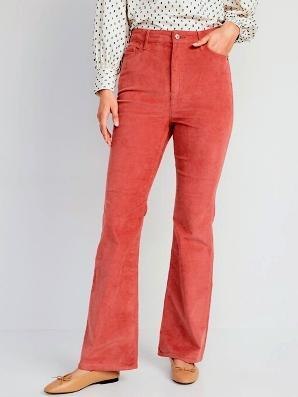 Old Navy Corduroy Pants Womens 6 Higher High Rise Flare Spice Girl Orange 🍁